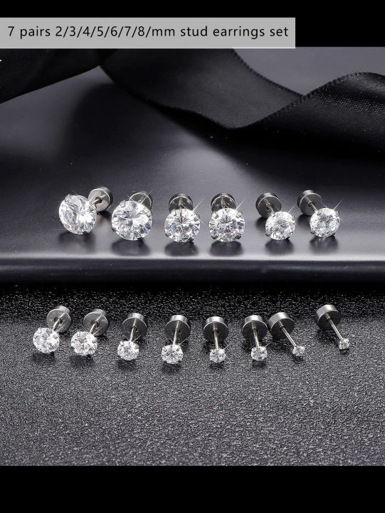 7%20Pairs%20Flat%20Back%20Stud%20Earrings%20for%20Women,%20Surgical%20Stainless%20Steel%20Earrings,%20Cubic%20Zirconia%20Cartilage%20Earring(2/3/4/5/6/7/8mm)%20-%20Image%205
