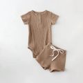 2Pcs Summer Baby Boy Clothing Sets Short Sleeve Bodysuit + Shorts Fashion Newborn Baby Clothes. 