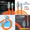 120W 7A Fast Charge USB Type C Cable 180 Dearee Rotation Elbow Cable for Game for Xiaomi Redmi Honor Phone Charger USB C Cable.