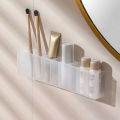 Mini Storage Box 3-Grid Plastic Makeup Brush Lipstick Storage Multi-Functional Desk Organizer for Home Kitchen Bathroom. 
