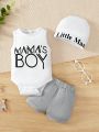 Summer Baby Boy Letter Graphic Bodysuit & Shorts. 