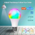 Tuya Smart Bulb E27 Bluetooth Dimmable LED Light Bulb RGBCW 9W 220V Smart Life App Control  For Home Living Room Decoration. 