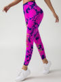Women's Fashion Seamless Tie Dye SkinnyYoga Pants New Casual Hollow out High Waist Scrunch butt Hip Sports Fitness Leggings.