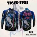 JK Thailand fishing shirts tiger fish pattern black UV protection 80-90% colors do not fall, quick dry. 