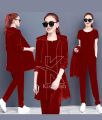 Velvet 3 Pcs Winter Tracksuit Long Hoodie Style For Girls Tracksuit Modern High Quality For Womens Plain Tracksuit For Girls. 