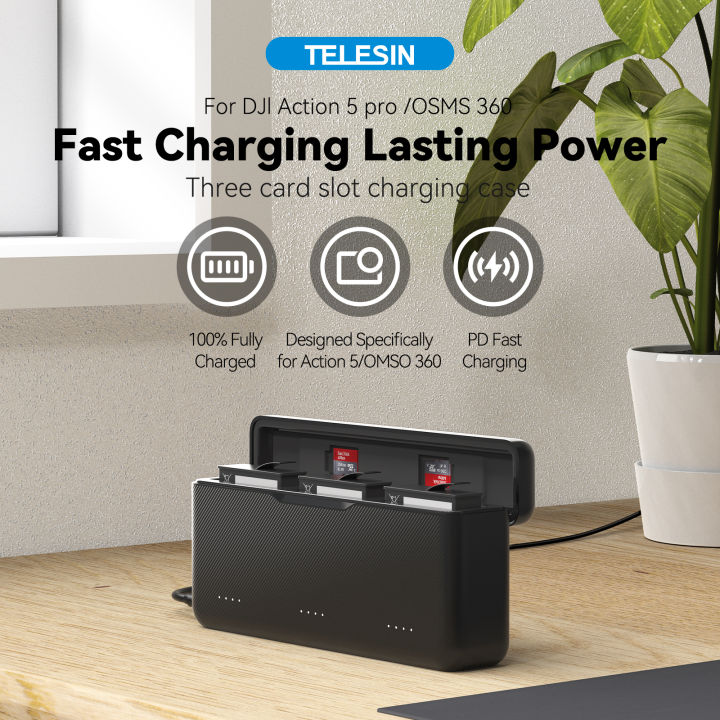 TELESIN%2030W%20PD%20Fast%20Charger%20For%20%20OSMO%20360%20Action%205pro%203%20Slots%20Battery%20Pocket%20Charging%20Box%20for%20%20OSMO%20Action%205pro%20360%20-%20Image%202