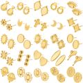 5 Pairs Charm Metal Stainless Steel Golden Earring Oval Moon Cross Lava Loving Blank Base Earrings Diy Making Jewelry Supplies. 