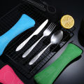 4Pcs/3Pcs Set Dinnerware Portable Printed Knifes Fork Spoon Stainless Steel Family Camping Steak Cutlery Tableware with Bag.