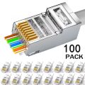 100pcs RJ45 Cat6 Pass Through Connector Network Unmodule Plug Network RJ-45 Crystal Head Ethernet Cables Perforated Crystal Head. 