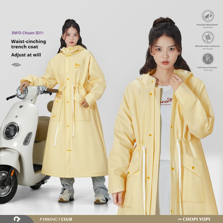 Adult Long Waist Windbreaker Raincoat for Women Full Body Rainstorm Proof Electric Bike Riding Waterproof Coat