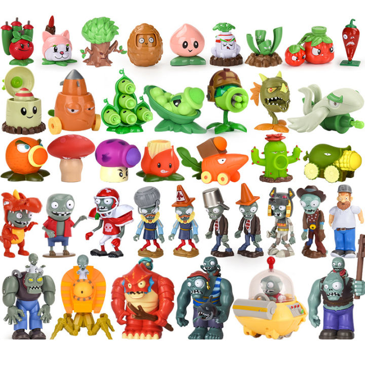 Plants vs Zombie Anime Figure Obstacle Pirate Zombie Peashooter Hard Glue  Zombie Action Figure Model Toy Shooting Toy Kids 