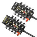 SATA/4PIN 1 to 10 Fan HUB PWM Controller Adapter PC CPU Cooler Fan HUB PWM Splitter Cooling Fan Hub. 