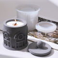 Building Storage Jar Silicone Mold with Lid 3D Concrete Casting Mold DIY Candle Holder Flower Pot Making Supplies Craft Mold. 