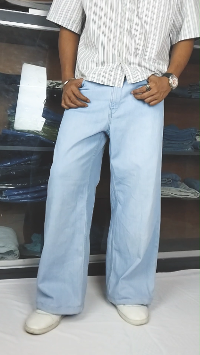 Baggy denim Jeans | Light Blue | 100% Cotton Denim | Trendy & Comfortable Fit | Export Quality