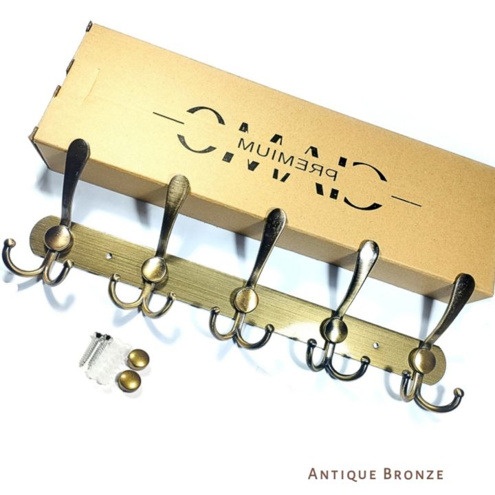 Wall Mounted Hanger , Coat Rack, Five Heavy Duty Tri Hooks All Metal ...