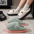Fashion Women's Bow Slippers Winter Indoor Home Warm Non-Slip EVA Thick Bottom Couples Shoes Plush Soft Sole House Slides. 