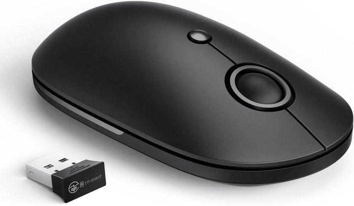 NEZA Wireless Mouse, 2.4G Laptop Mouse, Silent Slim Mouse, Computer Mouse, Black & Grey