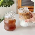 2/4/6PCS INS Glass Cup Heat-resistant Tumbler Drinkware Transparent Tea Juice Milk Coffee Mug Home Water Glasses Stripe Beer Mug. 