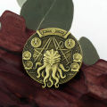 Cthulhu Pentagram Coin Keychain HP-Lovecraft Necronomicon Sigil Coin Kraken Coin Vintage Metal Accessories s. 