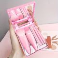 5Pcs Portable Makeup Brush Set With Mirror -  Foldable Travel Kit ，Mini Makeup Brush Set Travel Makeup Brush Set. 