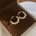 French Imitation Pearl Circel Earring Small Round Hoop Earrings For Women New Design Texture Earrings Jewelry Elegant  K-. 