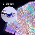 Nail Art Sticker Stencil Stickers 12 Design 2 Sheets vinyls Decal Reusable DIY Hollow for Nail Art. 
