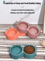 Cat Shaped Double food bowl Pet Plastic food bowl Foodie Puppies Non-Slip, Non-Toxic Pet Feeding Plastic Cat Face Shaped Double Bowl Food & Water Feeder 2-in-1 Bowl for Dogs, Puppies, Cats & Kittens - Multi Colour. 