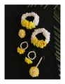 gajray/kangan/bangles/teeka/earsring/ring/bindiya/artificial fake flowers jewellery set yellow & white.. 