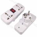 White Portable 250V 6/10A universal travel adaptor socket Europe extension socket power converter plug with on off light switch. 