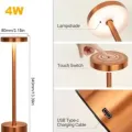 Rechargeable Led Night Light Desk Lamps 3 Color With Touch Sensor Metal Table Lamp Outdoor Dining Lamp For Restaurant Hotel Bar Bedroom Decor Light Retro Portable Bedside Lamp For Room Decor. 