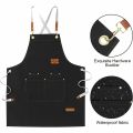 Customized Logo Adjustable Apron Canvas Work Apron With Pocket for Restaurant Kitchen Beauty Hairdressing Cafe Waiter Work Apron. 