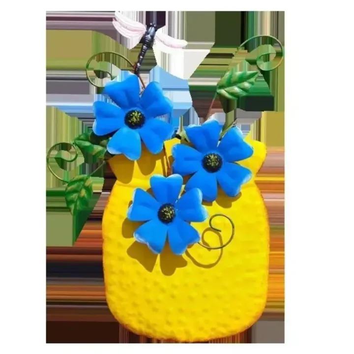 Metal%20Flower%20Garden%20Vases%20Wall%20Decor%20Outdoor%20Fence%20Art%20Patio%20Sculptures%20Hanging%20Decorations%20for%20Patio%20and%20Garden%20-%20Image%204