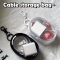 Portable Mini Clear Zipper Storage Bag - Space-Saving Cable Organizer for Earphones Chargers Versatile with Handy Keychain Loop. 