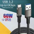 USB3.2 Gen2 10Gbps Cable USB 3.0/3.1/3.2 Cable USB A to USB Type C Data Transfer SSD Hard Disk Cable 3A 60W QC 3.0.