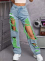 Y2K American Retro Jeans 2026 Light Washed Ripped Denim Pants High Waist Baggy Straight Leg Autumn Trend. 