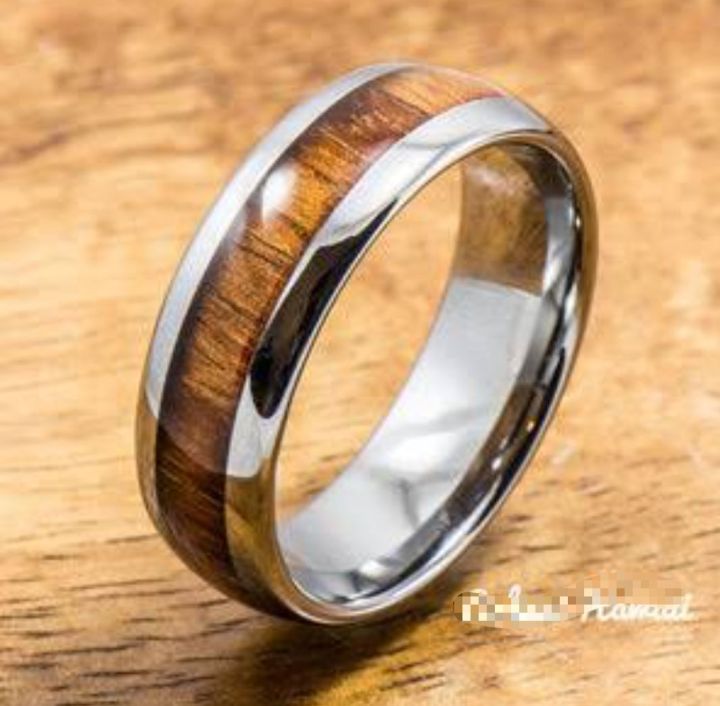 2024 Nrw Fashion Mens Olive Burl Wood Wedding Ring For Men Classic Koa Wood  Wedding Titanium Stainless steel Ring For Men