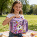 BLING BABIES Children's tote, lunch bag, double sided unicorn sequin design, pink and purple, suitable for carrying food. 