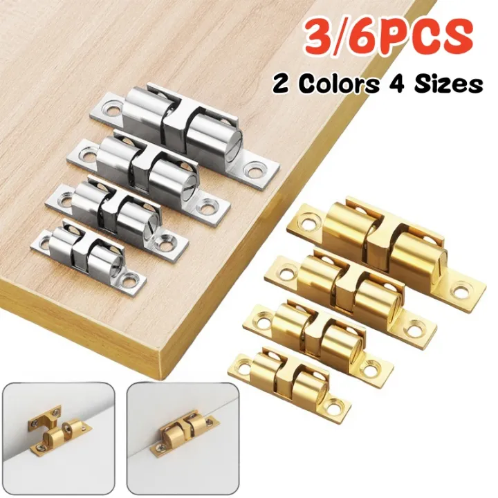 3/6pcs Cabinet Closet Door Ball Catch,Brass Double Roller Spring Ball ...