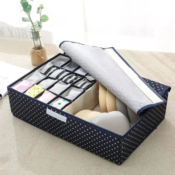 16 in 1 Foldable Socks & Bra Drawer Organizer, 24 Cells Foldable Storage Box, Closet Organizer for Underwear, Socks, Bra, and