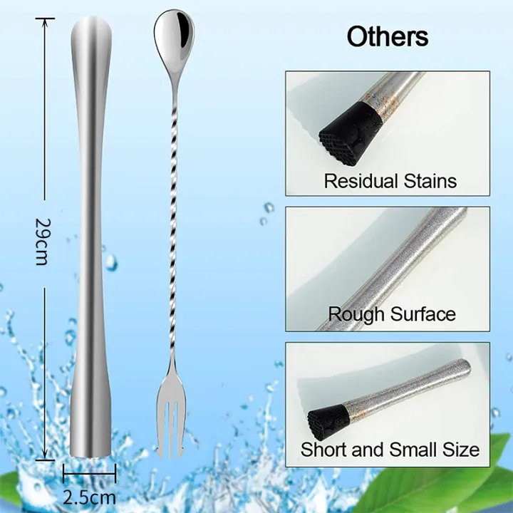 PGY%202Pcs%20Stainless%20Steel%20Cocktail%20Muddler%20with%20Bar%20Mixing%20Spoon%20Cocktail%20Muddler%20Long%20Drink%20Stirrer%20Bartender%20Bar%20Accessories%20-%20Image%206