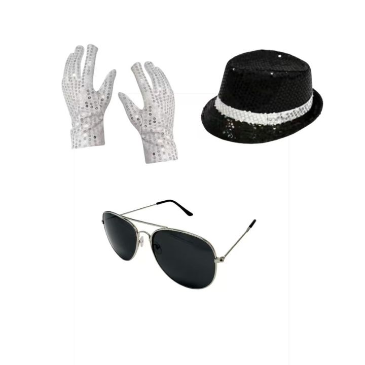 Michael%20Jackson%20Costume%20Accessories%20Set%20-%20Sequin%20Fedora%20Hat%20+%20Rhinestone%20Gloves%20+%20Aviator%20Sunglasses,%20Halloween%20Cosplay%20Party%20Dr%20-%20Image%207