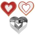Heavy Duty Stainless Steel Dough Cutter Heart with Heart inside Donut Cutter, Cookie Cutter Heart Shape Baking Donut Cutter with Handle, Stainless Steel, 5-Inches x 5-Inches x 1.5-inches Dough Cutter Donut Cutter Cookie Cutter. 
