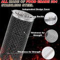 BBQ Basket Stainless Steel Rolling Grilling Basket Wire Mesh Cylinder Grill Basket Portable Round Outdoor Camping Barbecue Rack.