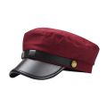 Unisex Cycling Caps PU Leather Hat Autumn Sailor Hat for Women Men Men Black Female Travel Student Hat Captain Hat Flat Top.