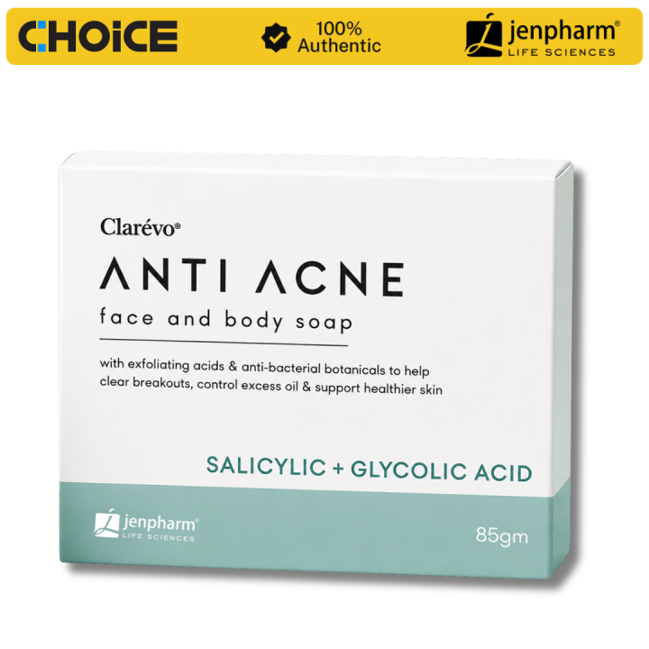 Jenpharm Clarevo Anti Acne Soap 85g | Deep Cleansing Face & Body Soap for Men & Women | Oil Control