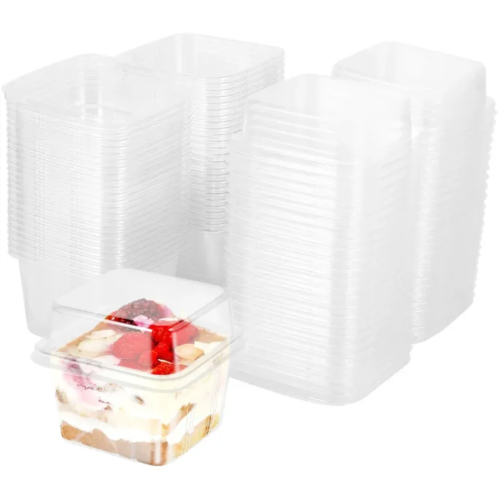 100PcsMultipurpose%20Dessert%20Cups%20with%20Lids%208oz%20Reusable%20Cupcake%20Container%20Clear%20Square%20Single%20Dessert%20Box%20Sealed%20Cake%20Storage%20Box%20-%20Image%202