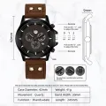Reloj Hombre Fashion Mens Watches Luxury Men Casual Leather Quartz Watch Male Military Calendar Wristwatch Relogio Masculino. 