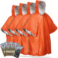 Hooded Emergency Rain Poncho, PE Material, Waterproof & Warm with Aluminum Coated Lining, Survival Emergency Blanket for Camping.