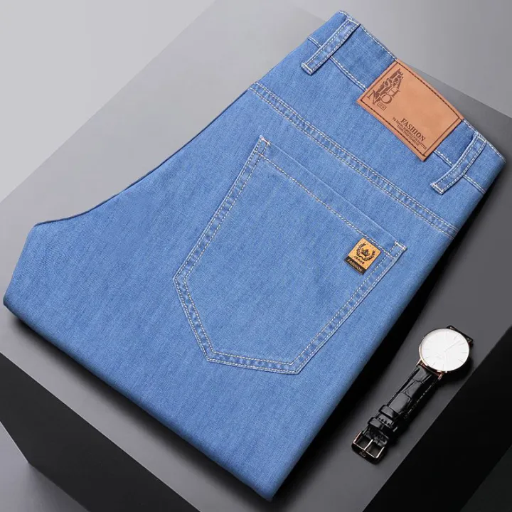 New%20Ice%20Silk%20Thin%20Denim%20Jeans%20For%20Men%20Blue%20Straight%20Stretch%20Cotton%20Pants%20Business%20Casual%20Lightweight%20Trousers%20Spring%20Summer%20-%20Image%202