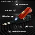 "Kelvin Tools Multipurpose - Ultimate Multitool with 13 Screwdriver Bits, LED Flashlight, Liquid Level, Snap-Action Screwdriver, 3ft Measuring Tape, Carbon Steel Hammering Surface - Perfect for Camping, Hiking, DIY, Survival, Emergency Kit - All-in-One To. 
